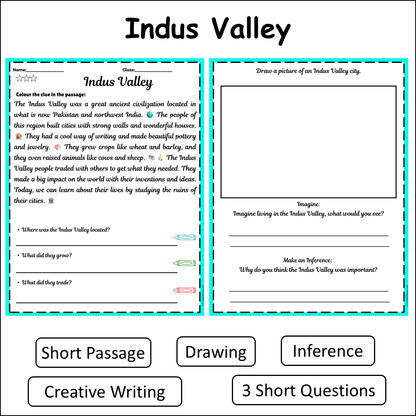 Indus Valley | Short Reading Comprehension Creative Worksheet