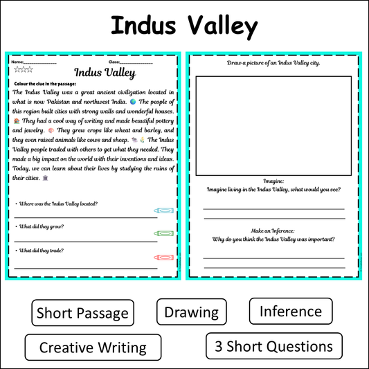 Indus Valley | Short Reading Comprehension Creative Worksheet