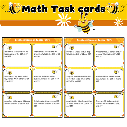 Greatest Common Factor (GCF) | Math Task Cards