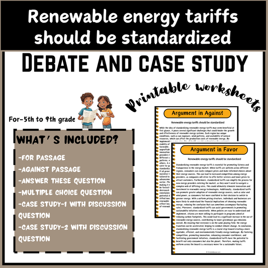 Renewable energy tariffs should be standardized | Debate Case Study Worksheet