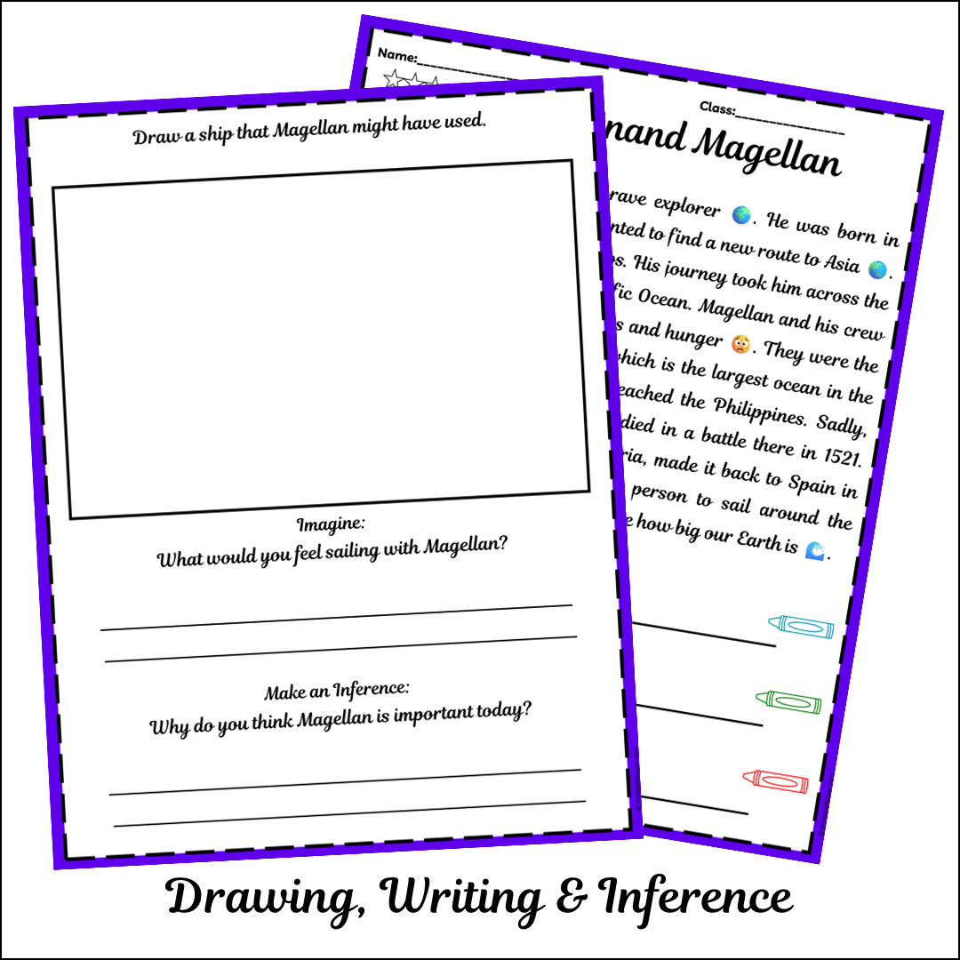 Ferdinand Magellan | Short Reading Comprehension Creative Worksheet