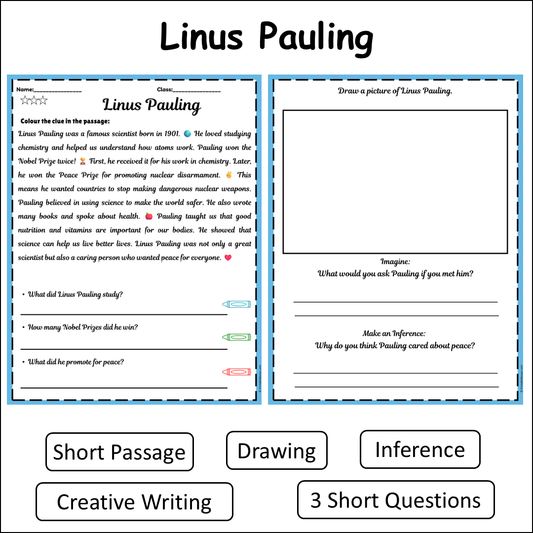 Linus Pauling | Short Reading Comprehension Creative Worksheet