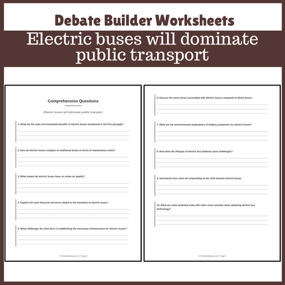 Electric buses will dominate public transport | Favour and Against Worksheet Printable Activity