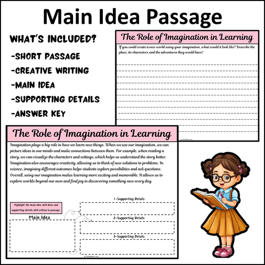 The Role of Imagination in Learning | Main Idea and Supporting Details Reading Passage and Questions