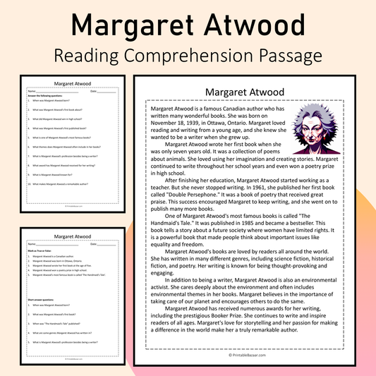 Margaret Atwood | Reading Comprehension Passage Printable Activity