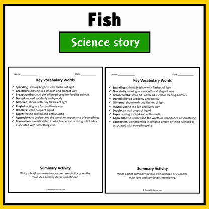 Fish | Science Story Reading Comprehension Activity