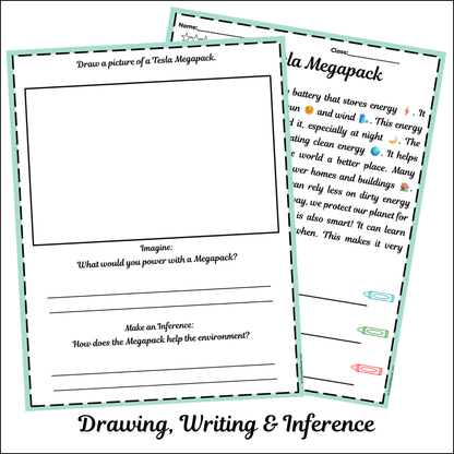 Tesla Megapack | Short Reading Comprehension Creative Worksheet