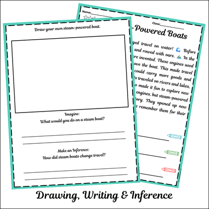 Steam-Powered Boats | Short Reading Comprehension Creative Worksheet