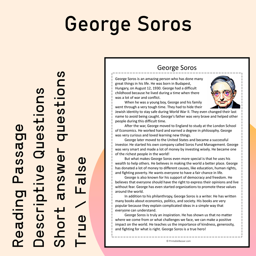 George Soros | Reading Comprehension Passage Printable Activity