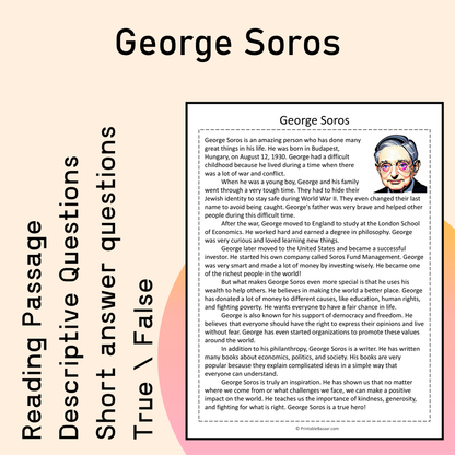George Soros | Reading Comprehension Passage Printable Activity