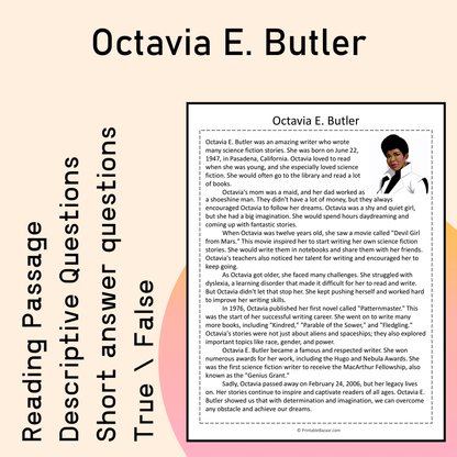 Octavia E. Butler | Reading Comprehension Passage Printable Activity