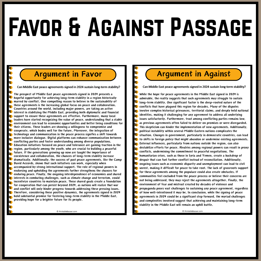 Can Middle East peace agreements signed in 2024 sustain long-term stability? | Debate Case Study Worksheet