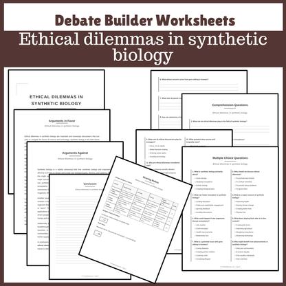 Ethical dilemmas in synthetic biology | Favour and Against Worksheet Printable Activity