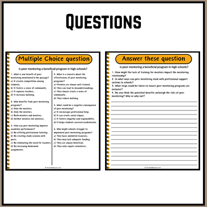 Is peer mentoring a beneficial program in high schools? | Debate Case Study Worksheet