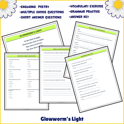 Glowworm's Light | Poem Grammar Worksheet Printable Activity