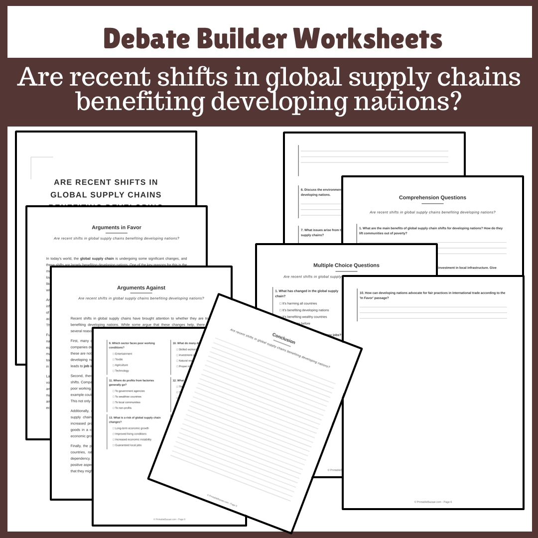 Are recent shifts in global supply chains benefiting developing nations? | Favour and Against Worksheet Printable Activity
