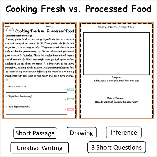 Cooking Fresh vs. Processed Food | Short Reading Comprehension Creative Worksheet