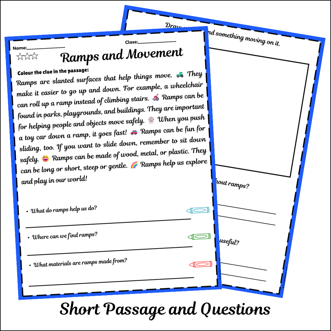 Ramps and Movement | Short Reading Comprehension Creative Worksheet