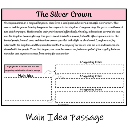 The Silver Crown | Main Idea and Supporting Details Reading Passage and Questions