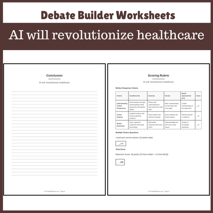 AI will revolutionize healthcare | Favour and Against Worksheet Printable Activity