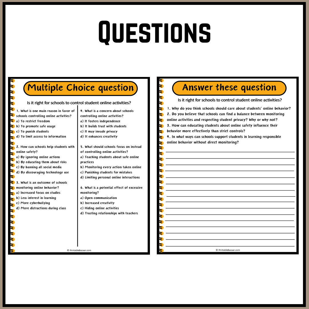 Is it right for schools to control student online activities? | Debate Case Study Worksheet