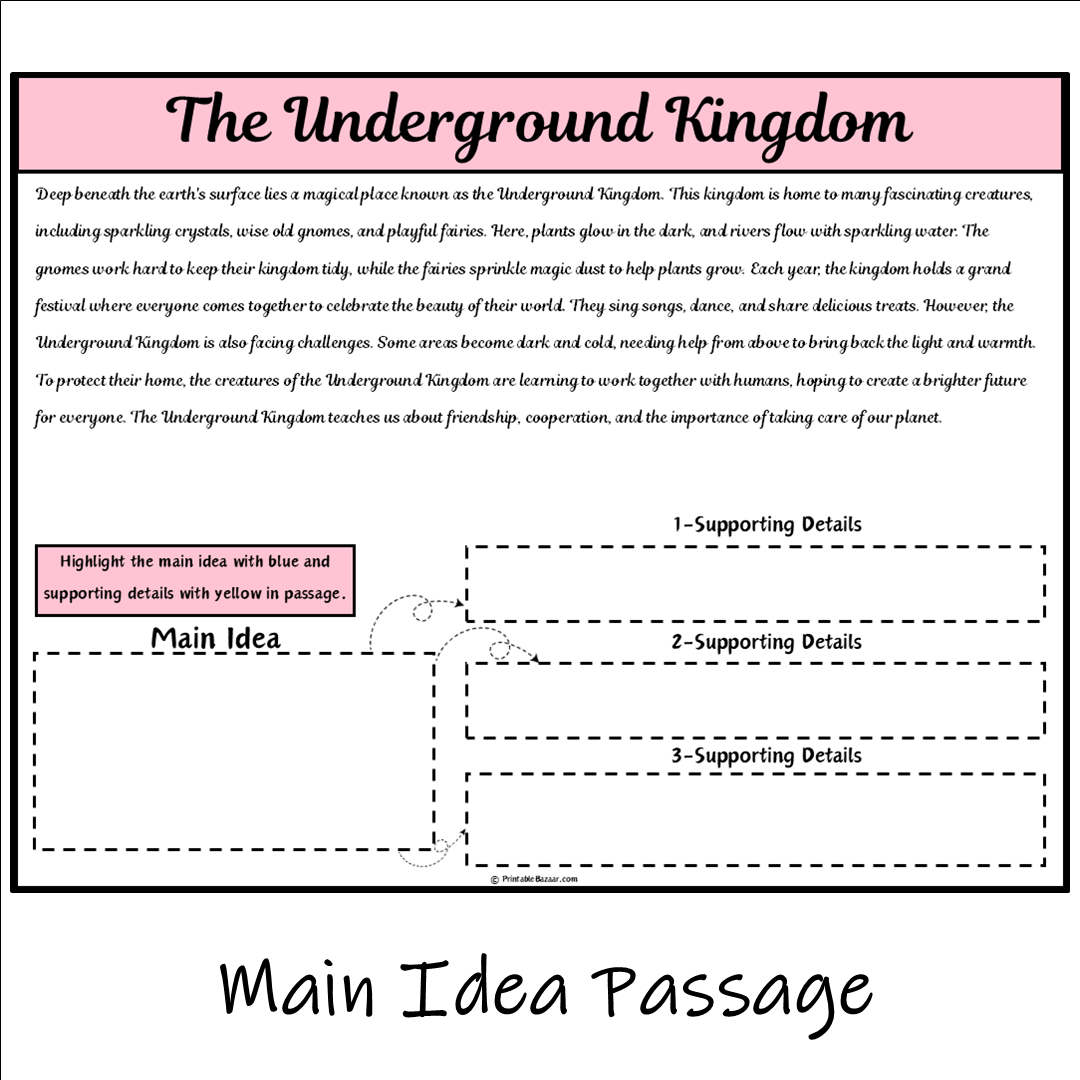 The Underground Kingdom | Main Idea and Supporting Details Reading Passage and Questions