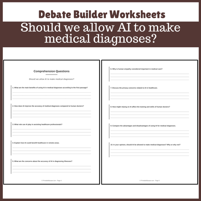 Should we allow AI to make medical diagnoses? | Favour and Against Worksheet Printable Activity
