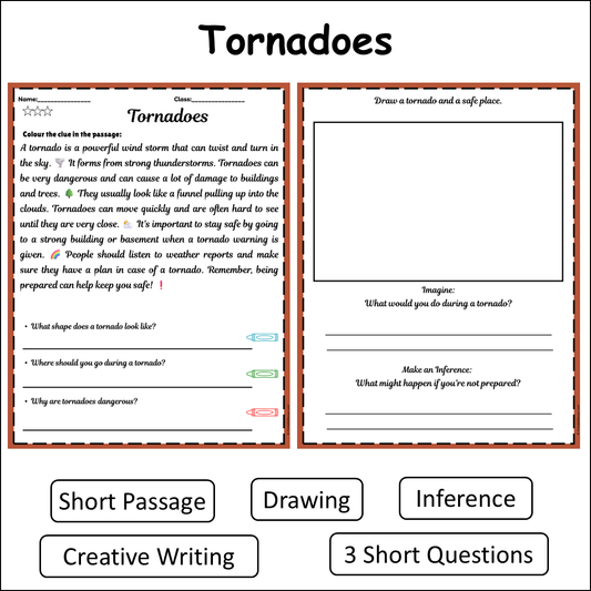 Tornadoes | Short Reading Comprehension Creative Worksheet