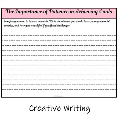 The Importance of Patience in Achieving Goals | Main Idea and Supporting Details Reading Passage and Questions