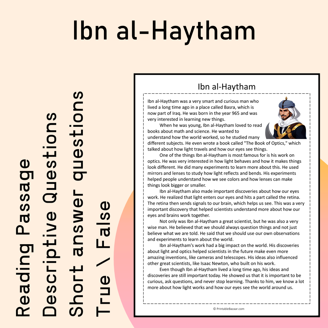 Ibn al-Haytham | Reading Comprehension Passage Printable Activity