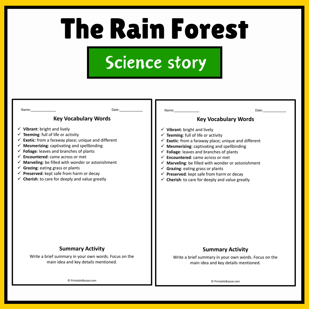 The Rain Forest | Science Story Reading Comprehension Activity