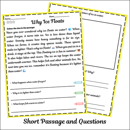 Why Ice Floats | Short Reading Comprehension Creative Worksheet