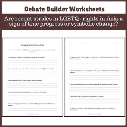 Are recent strides in LGBTQ+ rights in Asia a sign of true progress or symbolic change? | Favour and Against Worksheet Printable Activity