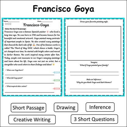 Francisco Goya | Short Reading Comprehension Creative Worksheet