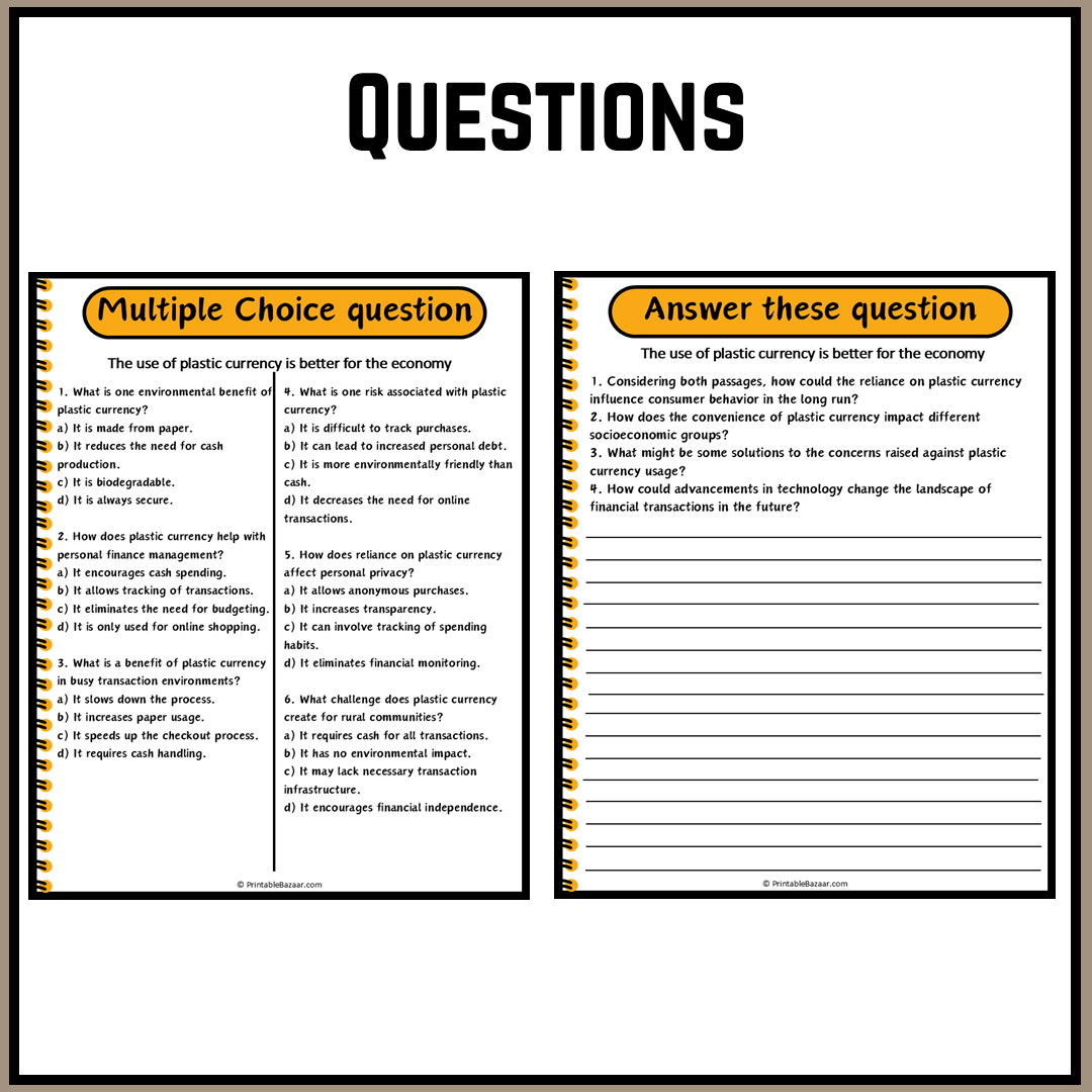 The use of plastic currency is better for the economy | Debate Case Study Worksheet