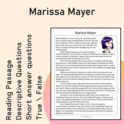 Marissa Mayer | Reading Comprehension Passage Printable Activity
