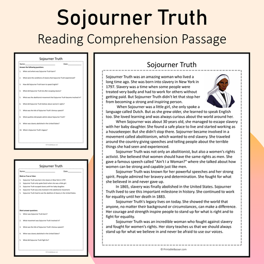 Sojourner Truth | Reading Comprehension Passage Printable Activity