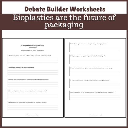 Bioplastics are the future of packaging | Favour and Against Worksheet Printable Activity