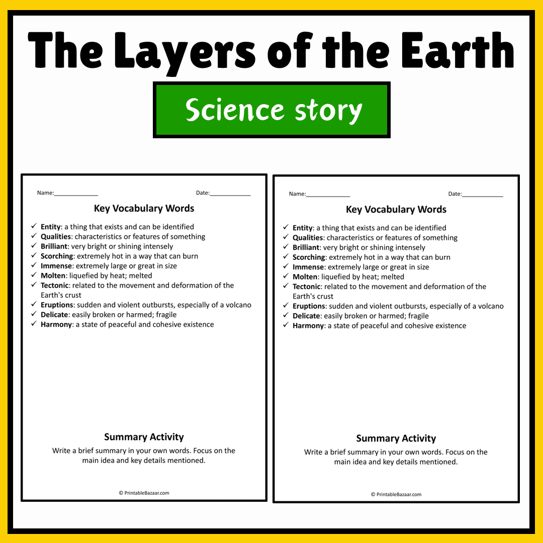 The Layers of the Earth | Science Story Reading Comprehension Activity