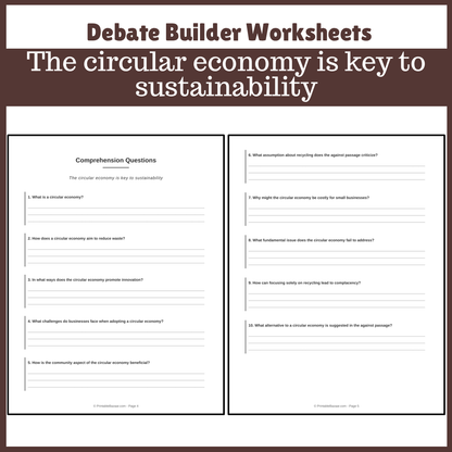 The circular economy is key to sustainability | Favour and Against Worksheet Printable Activity