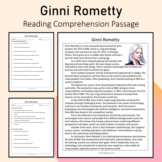 Ginni Rometty | Reading Comprehension Passage Printable Activity