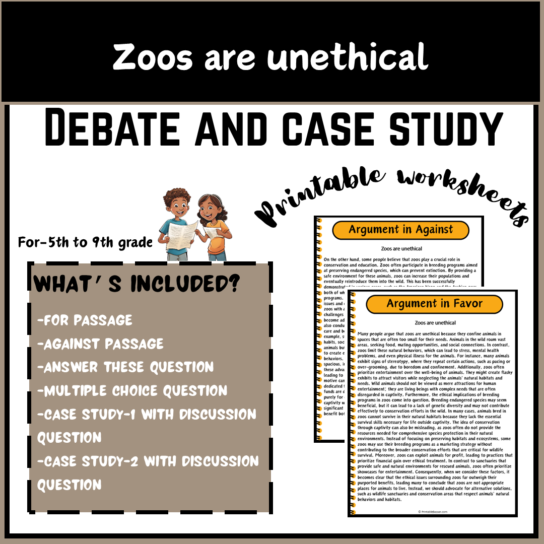 Zoos are unethical | Debate Case Study Worksheet