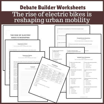 The rise of electric bikes is reshaping urban mobility | Favour and Against Worksheet Printable Activity