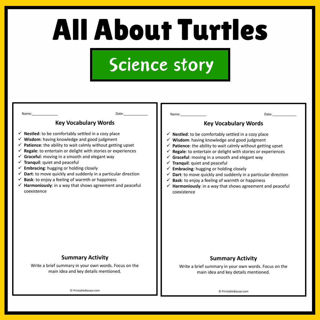 All About Turtles | Science Story Reading Comprehension Activity