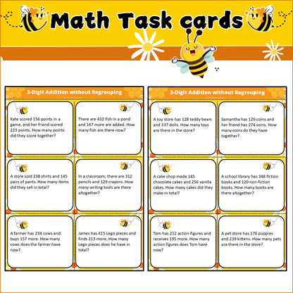 3-Digit Addition without Regrouping | Math Task Cards