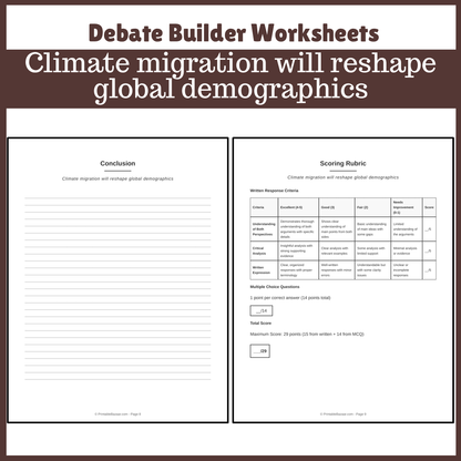 Climate migration will reshape global demographics | Favour and Against Worksheet Printable Activity