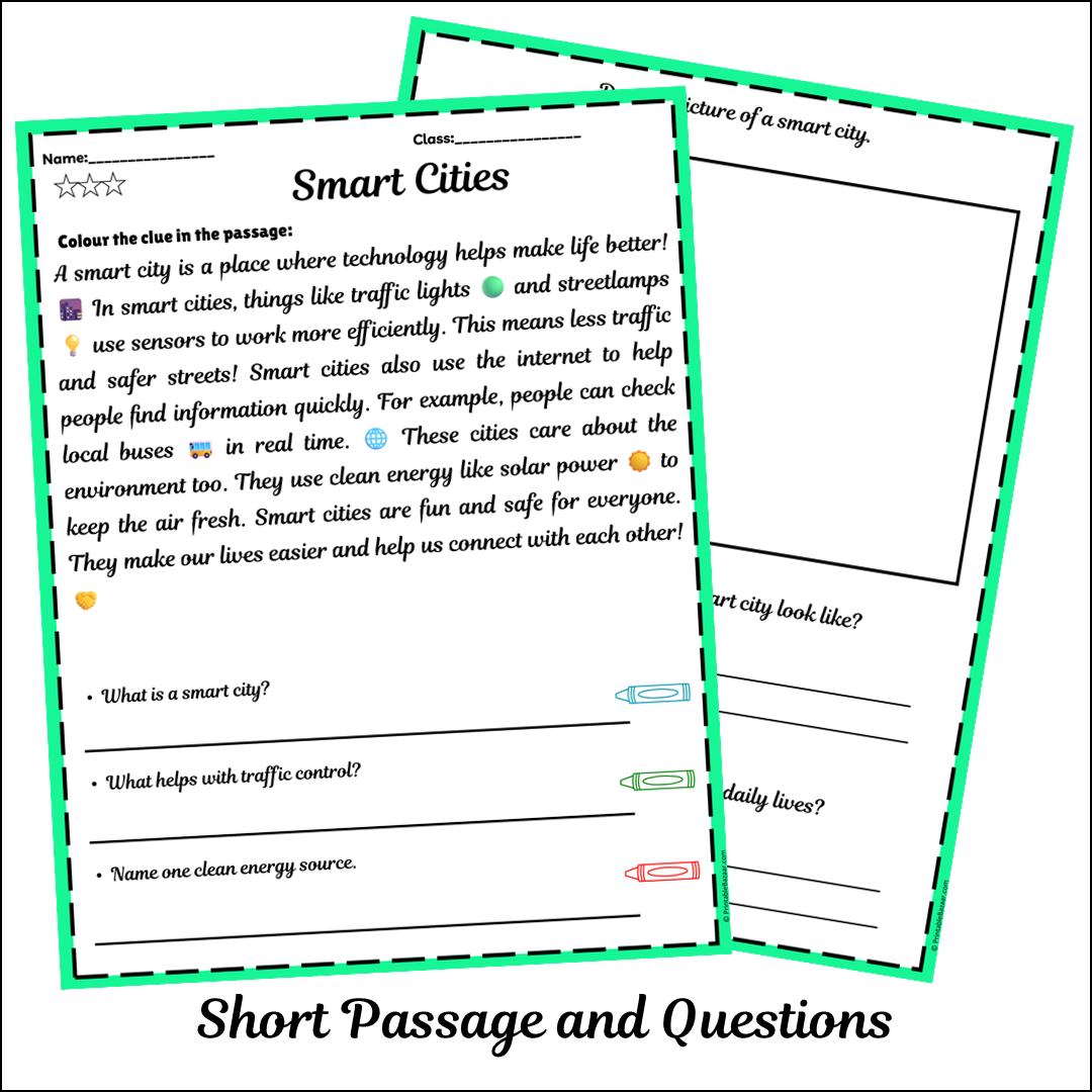 Smart Cities | Short Reading Comprehension Creative Worksheet