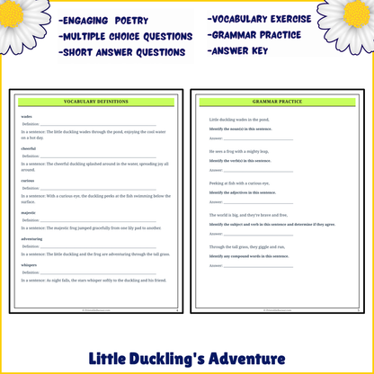 Little Duckling's Adventure | Poem Grammar Worksheet Printable Activity