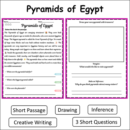 Pyramids of Egypt | Short Reading Comprehension Creative Worksheet