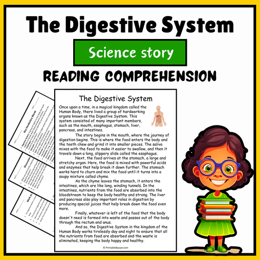 The Digestive System | Science Story Reading Comprehension Activity